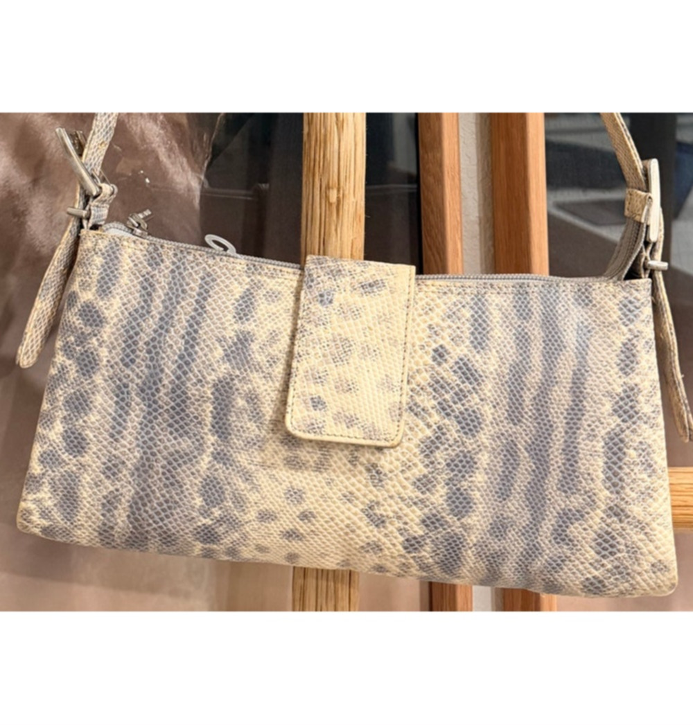 Antonio Scepi Neutral Snakeskin Shoulder Strap Clutch in Genuine Italian Leather